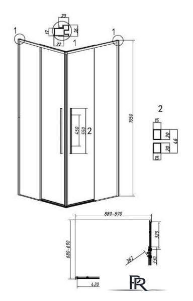 Душевой уголок Grossman Galaxy 90x70x195 300.K33.01.9070.21.10 (черный матовый/тонированное стекло) - Изображение №11 — Интернет-магазин ПроЗаказ
