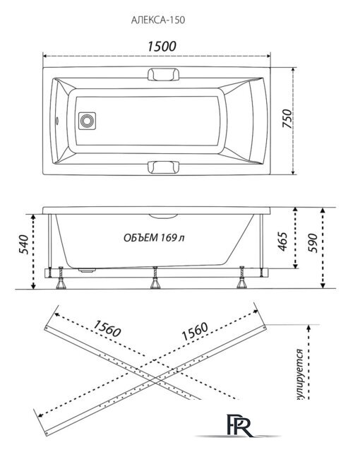 Ванна Triton Алекса 150x75 (с ножками) - Изображение №5 — Интернет-магазин ПроЗаказ