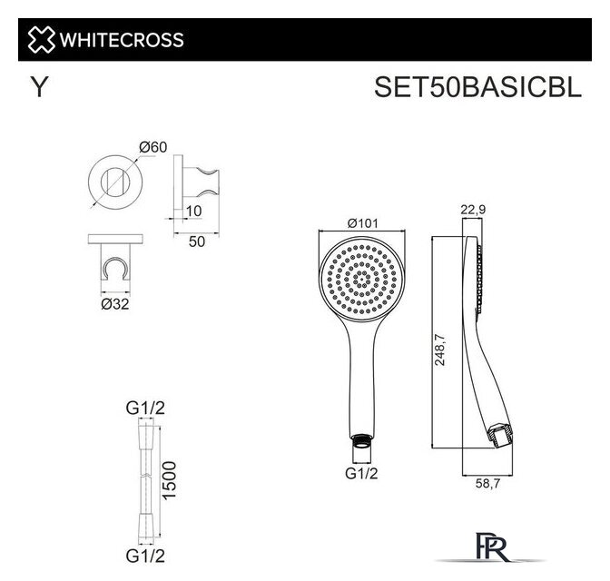 Душевой гарнитур  Whitecross SET50BASICBL (черный матовый) - Изображение №2 — Интернет-магазин ПроЗаказ