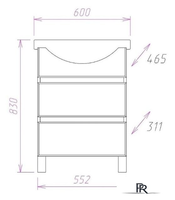  Onika Тумба под умывальник Элита 60.13 106120 - Изображение №2 — Интернет-магазин ПроЗаказ