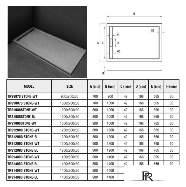 Душевой поддон WeltWasser TRS 10090 Stone-BL (с сифоном) - Изображение №8 — Интернет-магазин ПроЗаказ
