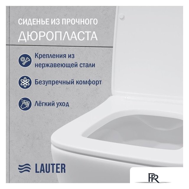 Унитаз подвесной Lauter Square 214903 с кнопкой 219704F (квадратная, черный) - Изображение №4 — Интернет-магазин ПроЗаказ