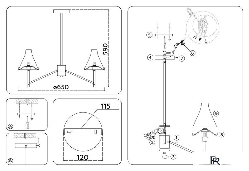 Подвесная люстра Ambrella light LH57123/5 SN/FR (никель/белый матовый) - Изображение №8 — Интернет-магазин ПроЗаказ