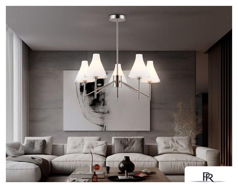 Подвесная люстра Ambrella light LH57123/5 SN/FR (никель/белый матовый) - Изображение №6 — Интернет-магазин ПроЗаказ