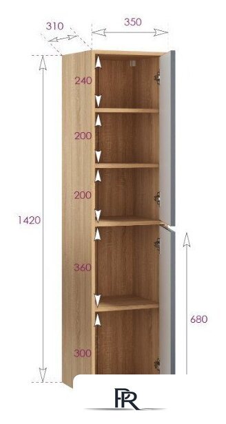  Onika Шкаф-полупенал Дайлер 35 403569 (графит/дуб сонома) - Изображение №8 — Интернет-магазин ПроЗаказ