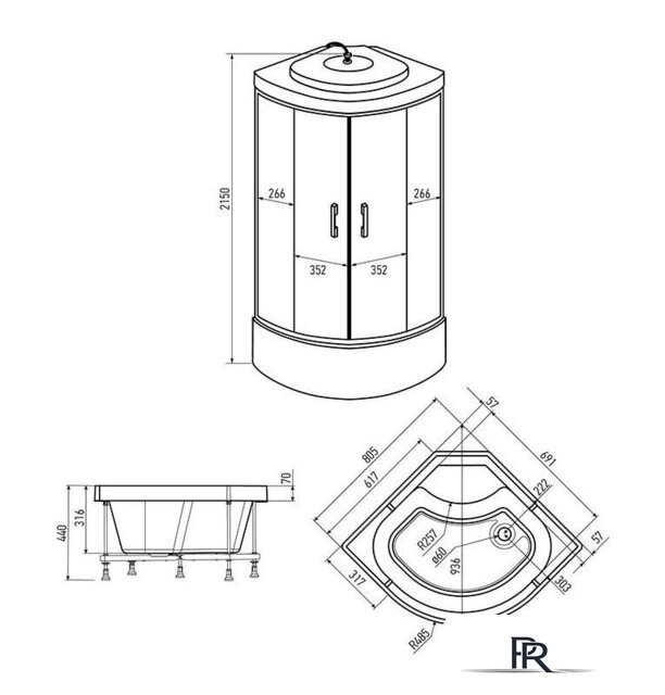Душевая кабина Erlit ER3508TP-C3-RUS 80x80 - Изображение №2 — Интернет-магазин ПроЗаказ