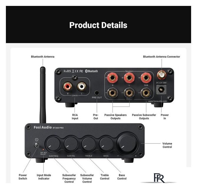 Усилитель мощности Fosi Audio BT30D Pro (32V/5A) - Изображение №5 — Интернет-магазин ПроЗаказ