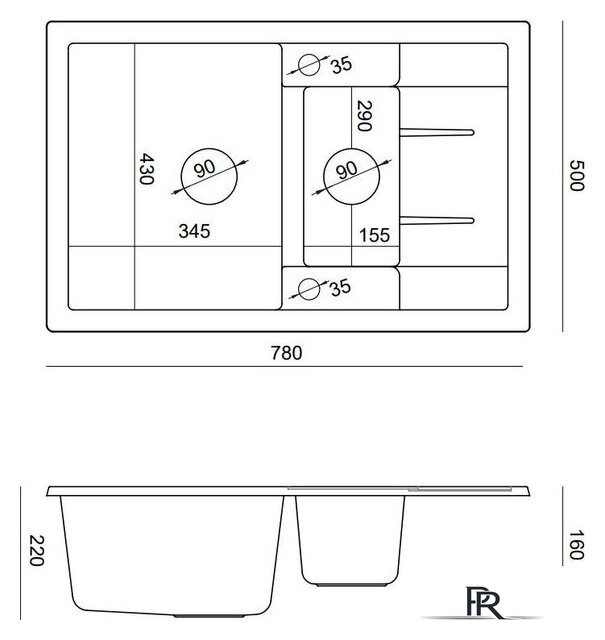 Кухонная мойка Quadron HB8224U5-C1_P2O - Изображение №5 — Интернет-магазин ПроЗаказ