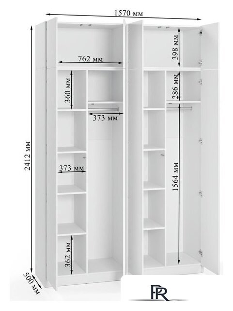 Шкаф распашной Soma Lord Lite 4-х створчатый 160x240 (белый) - Изображение №3 — Интернет-магазин ПроЗаказ