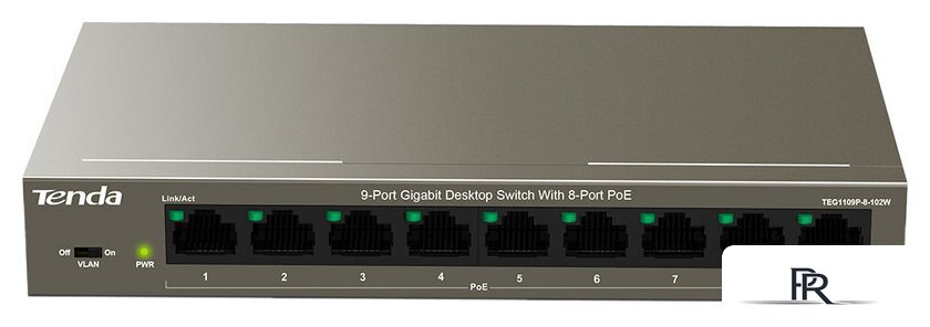 Неуправляемый коммутатор Tenda TEG1109P-8-102W - Изображение №1 — Интернет-магазин ПроЗаказ