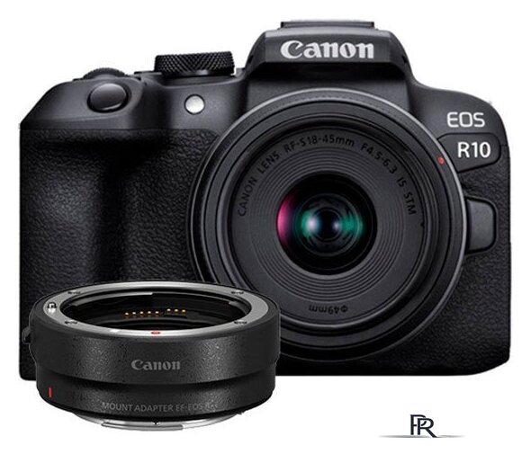 Беззеркальный фотоаппарат Canon EOS R10 RF-S 18-45mm F4.5-6.3 IS STM + адаптер крепления EF-EOS R - Изображение №1 — Интернет-магазин ПроЗаказ