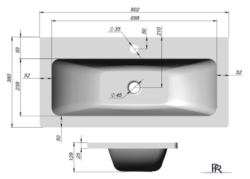 Умывальник BelBagno BB800/380-LV-MR-ETN - Изображение №3 — Интернет-магазин ПроЗаказ