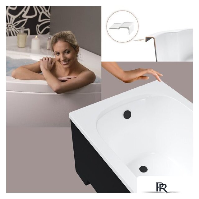 Ванна Lauter Sophia 160 21205160 (с ножками, черным подголовником и черным лиц.экраном) - Изображение №7 — Интернет-магазин ПроЗаказ