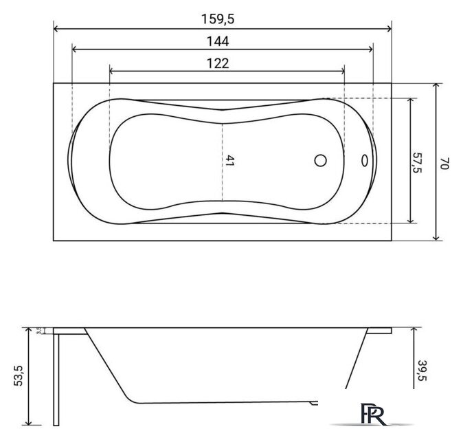 Ванна Lauter Sophia 160 21205160 (с ножками, черным подголовником и черным лиц.экраном) - Изображение №27 — Интернет-магазин ПроЗаказ