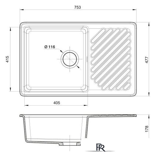 Кухонная мойка GranFest QUARZ GF-ZL52 (черный) - Изображение №2 — Интернет-магазин ПроЗаказ