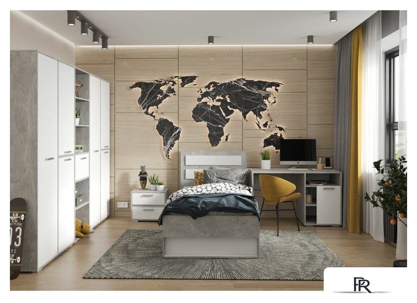 Шкаф распашной Стендмебель Денвер ШК 01 (белый/ателье светлое) - Изображение №4 — Интернет-магазин ПроЗаказ