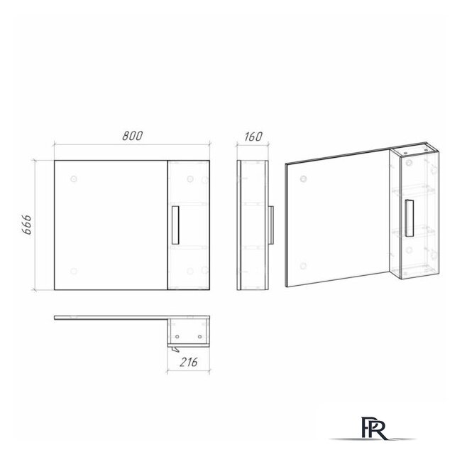  Grossman Шкаф с зеркалом Нео 80 208024 - Изображение №5 — Интернет-магазин ПроЗаказ