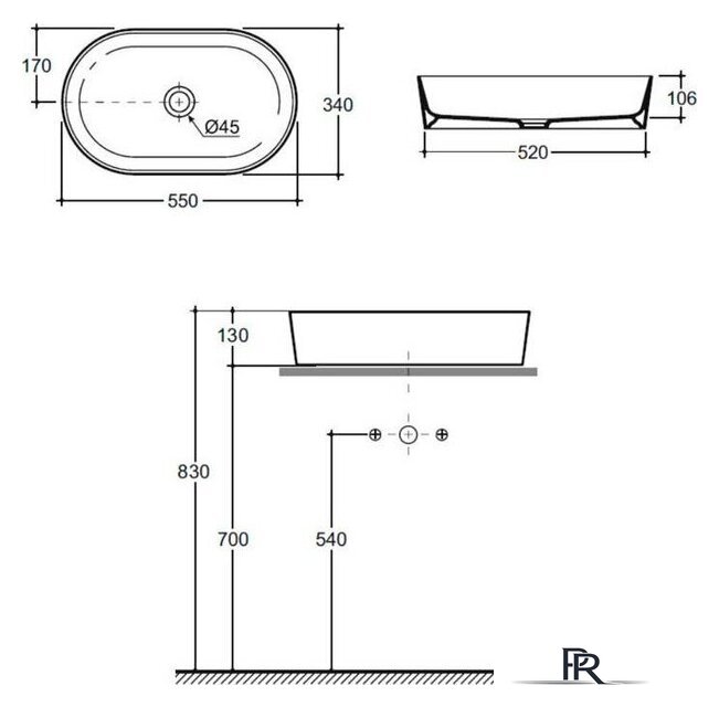 Умывальник Керамин Арена 55 ФС (белый фаянс) - Изображение №3 — Интернет-магазин ПроЗаказ