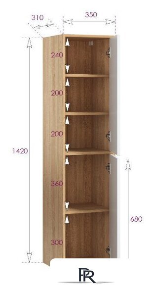  Onika Шкаф-полупенал Дайлер 35 403568 (белый/дуб сонома) - Изображение №8 — Интернет-магазин ПроЗаказ