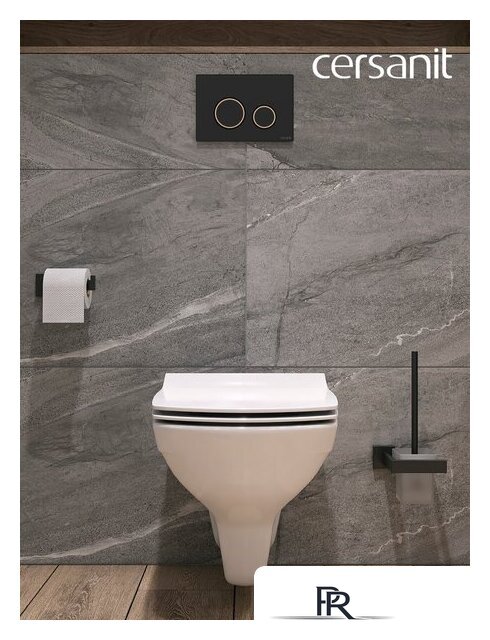 Унитаз подвесной Cersanit Carina New Clean On с инстал. Link Pro (с кнопкой Twins 63534 черный/золото) - Изображение №16 — Интернет-магазин ПроЗаказ