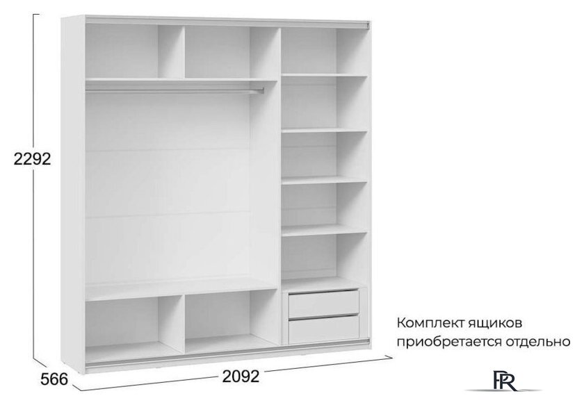 Шкаф-купе Трия Оскар Скания Т2 2100 268774 (ручка серебро/белый снег/белый снег/белый матовый) - Изображение №6 — Интернет-магазин ПроЗаказ