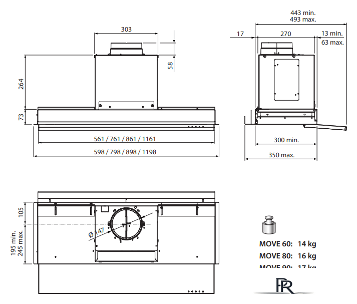 Кухонная вытяжка Falmec Move Design 90 800 м3/ч (черный) - Изображение №5 — Интернет-магазин ПроЗаказ