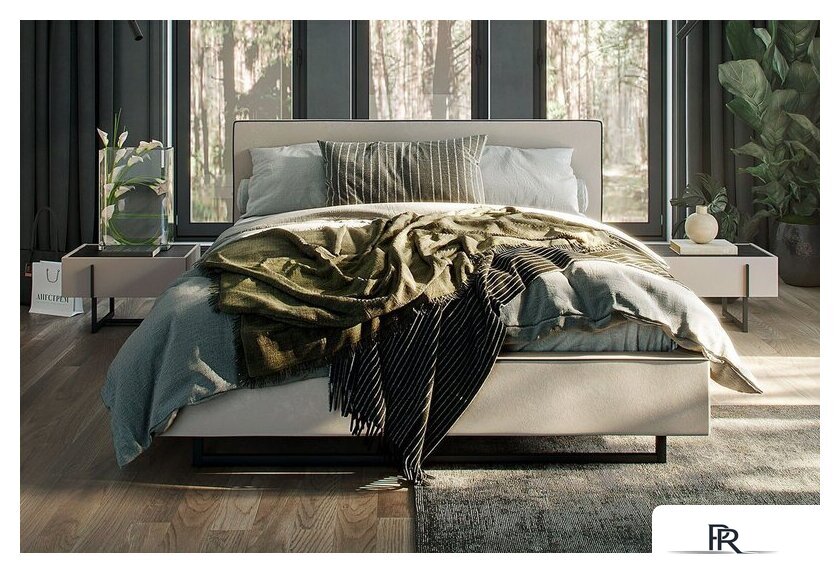 Кровать Ангстрем Милагро спальня с ПМ Малага-811.26 (М) (Simple 29/кашемир серый/оМ02) - Изображение №5 — Интернет-магазин ПроЗаказ