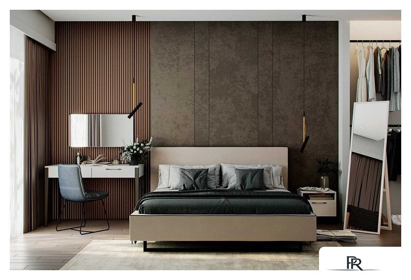 Кровать Ангстрем Милагро спальня с ПМ Малага-811.26 (М) (Simple 29/кашемир серый/оМ02) - Изображение №6 — Интернет-магазин ПроЗаказ