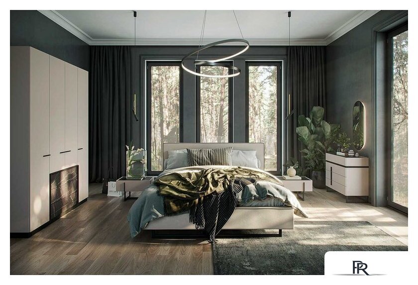 Кровать Ангстрем Милагро спальня с ПМ Малага-811.26 (М) (Simple 29/кашемир серый/оМ02) - Изображение №4 — Интернет-магазин ПроЗаказ