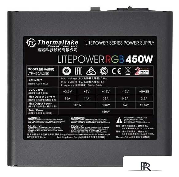 Блок питания Thermaltake Litepower RGB 450W LTP-450AL2NK - Изображение №3 — Интернет-магазин ПроЗаказ