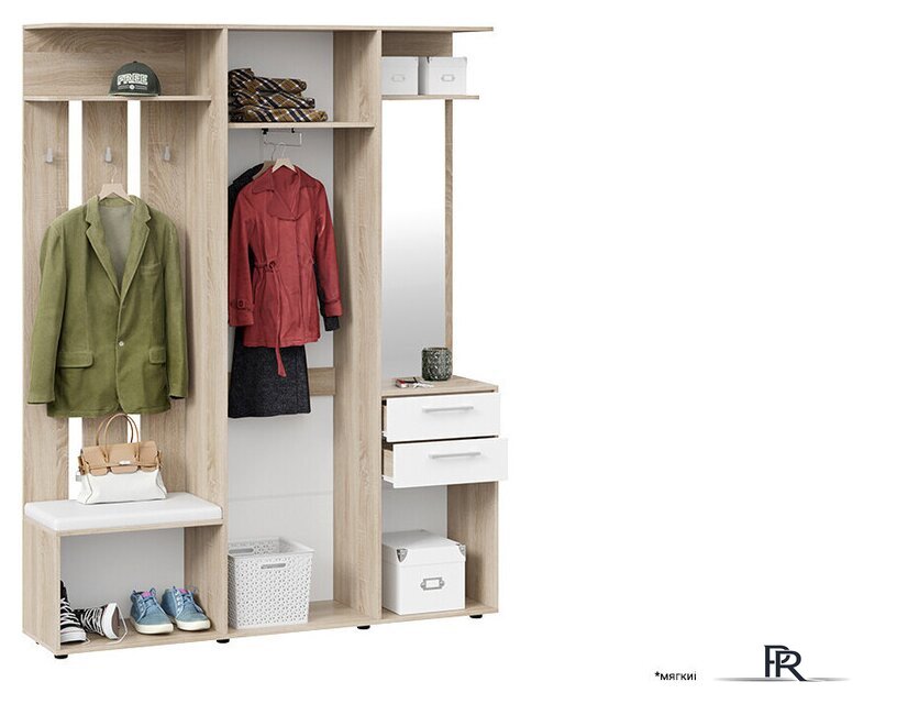 Стенка Трия Витра тип 2 (дуб сонома/белый ясень) - Изображение №3 — Интернет-магазин ПроЗаказ