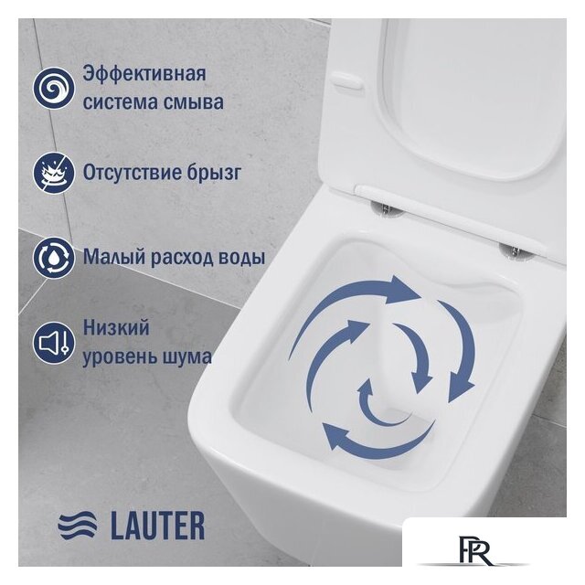 Унитаз подвесной Lauter Square 214903 с кнопкой 219704E (круглая, черный) - Изображение №5 — Интернет-магазин ПроЗаказ