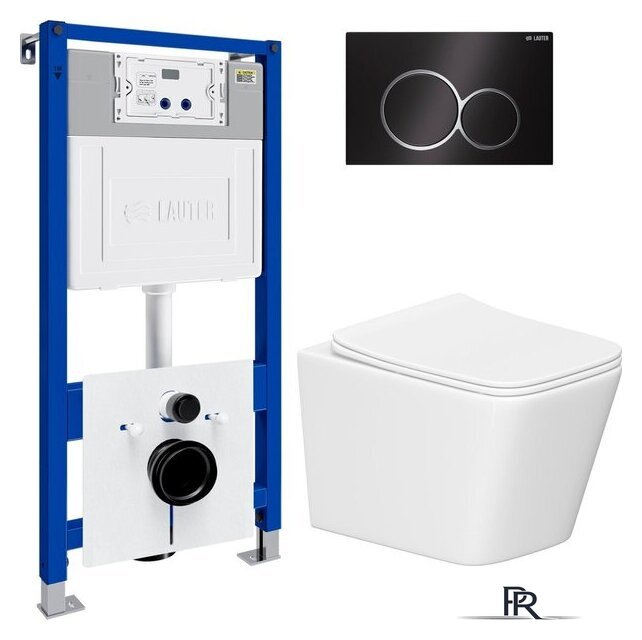 Унитаз подвесной Lauter Square 214903 с кнопкой 219704E (круглая, черный) - Изображение №2 — Интернет-магазин ПроЗаказ