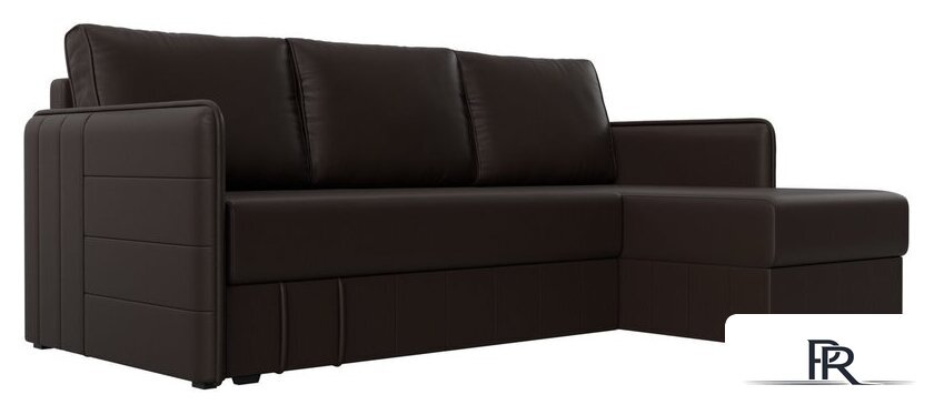 Угловой диван Лига диванов Слим правый (экокожа коричневый) - Изображение №1 — Интернет-магазин ПроЗаказ