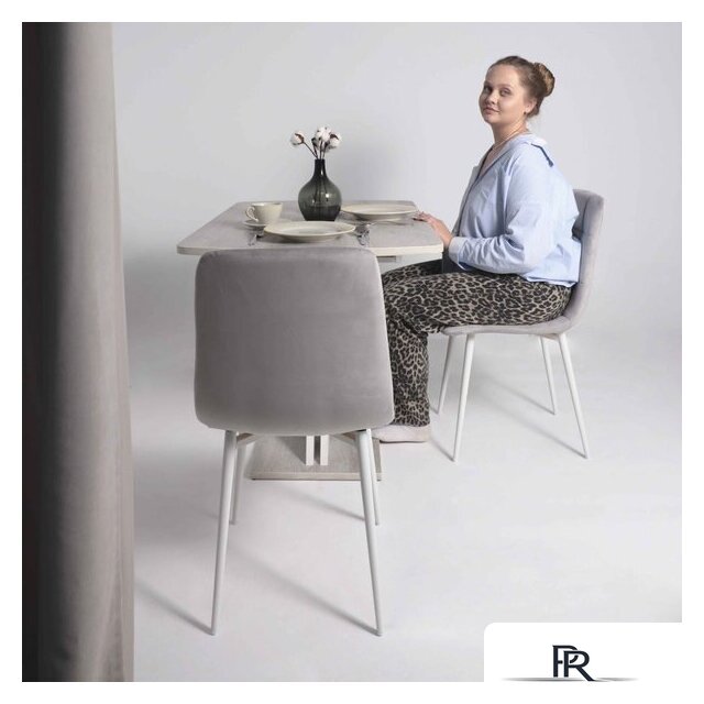 Стул Алвест AV 406-N (светло-серый бархат H-09/белый) - Изображение №2 — Интернет-магазин ПроЗаказ