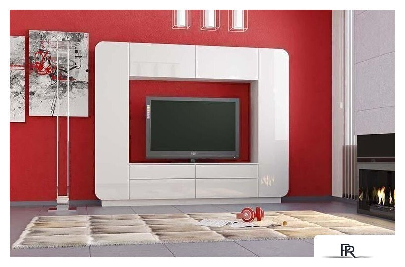 Стенка Олмеко Лаванда-2 (белый глянец) - Изображение №3 — Интернет-магазин ПроЗаказ