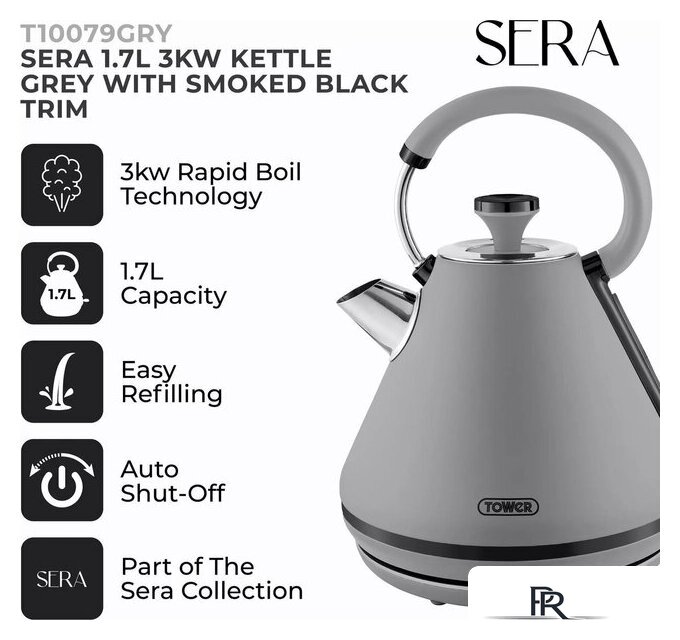 Электрический чайник Tower Sera T10079GRY - Изображение №3 — Интернет-магазин ПроЗаказ