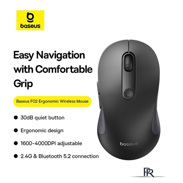 Мышь Baseus F02 Ergonomic Wireless Mouse (черный, без батарейки в комплекте) - Изображение №12 — Интернет-магазин ПроЗаказ