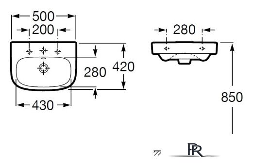 Умывальник Roca Debba 50x42 [32799600Y] - Изображение №4 — Интернет-магазин ПроЗаказ