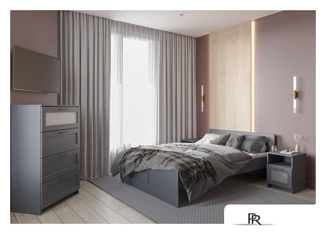 Кровать Mio Tesoro Нави 160x200 2.15.04.060.4 (серый) - Изображение №2 — Интернет-магазин ПроЗаказ