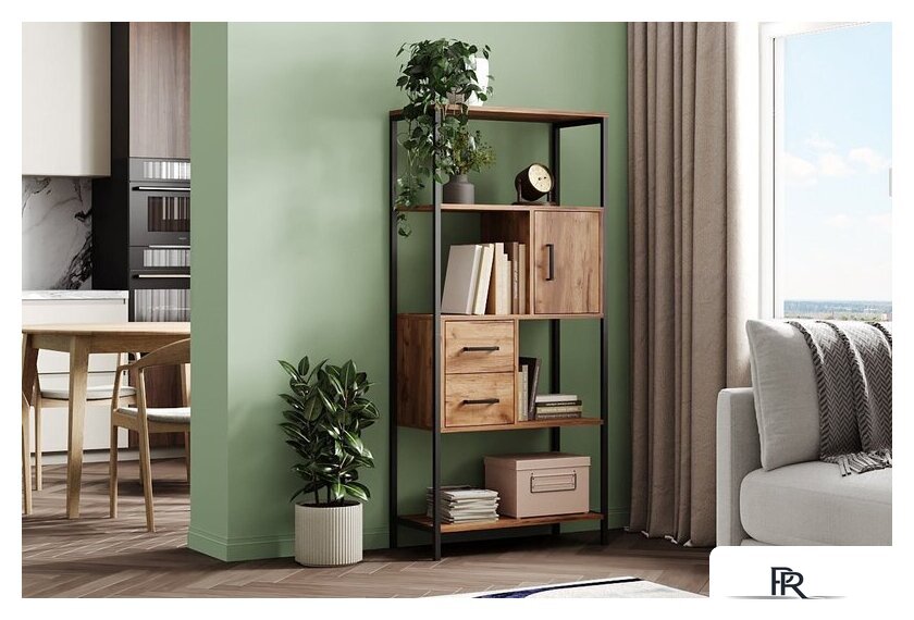 Стеллаж Mio Tesoro Cool Joy Loft (дуб золотой крафт/черный) - Изображение №3 — Интернет-магазин ПроЗаказ