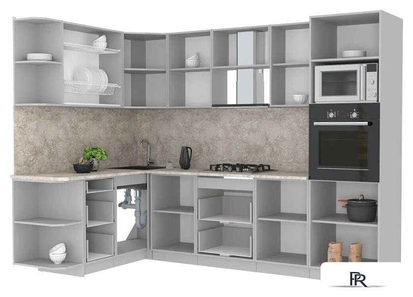 Готовая кухня Интерлиния Мила Лайт 1.68x2.8 левая (бетон/бетон/кастилло темный) - Изображение №2 — Интернет-магазин ПроЗаказ