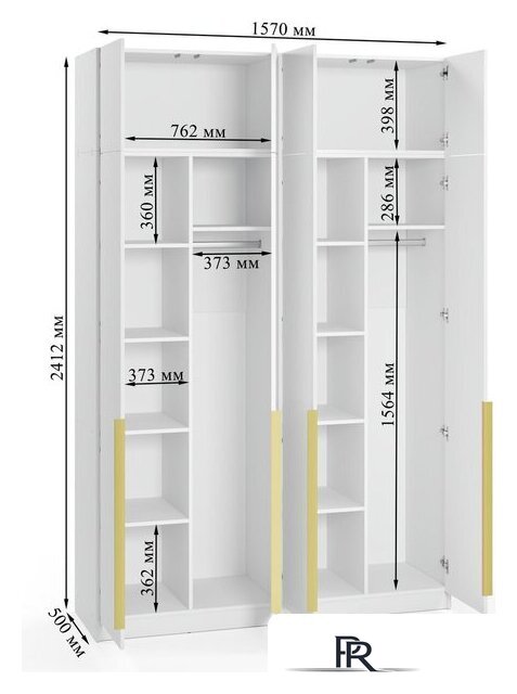 Шкаф распашной Soma Lord Gold 4-х створчатый 160x240 (белый) - Изображение №6 — Интернет-магазин ПроЗаказ