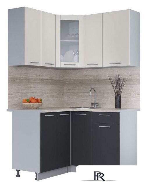 Готовая кухня Интерлиния Мила 12x13 (персидский жемчуг-антрацит-травертин серый) - Изображение №1 — Интернет-магазин ПроЗаказ