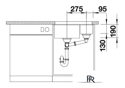 Кухонная мойка Blanco Subline 340/160-U (левая, белый) - Изображение №4 — Интернет-магазин ПроЗаказ