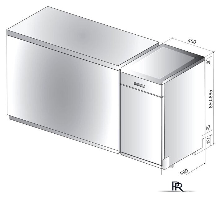 Отдельностоящая посудомоечная машина Whirlpool WSFO 3T125 6PC X - Изображение №2 — Интернет-магазин ПроЗаказ