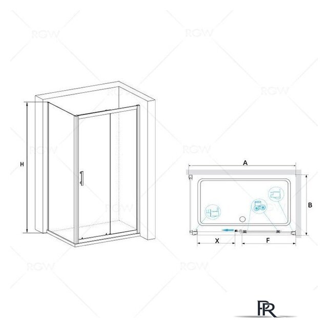 Душевой уголок RGW PA-145 020814584-11 80x140 (хром/прозрачное стекло) - Изображение №3 — Интернет-магазин ПроЗаказ