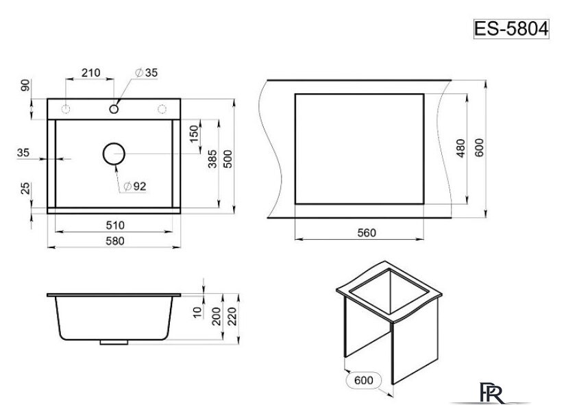 Кухонная мойка Granula ES-5804 (арктик) - Изображение №5 — Интернет-магазин ПроЗаказ