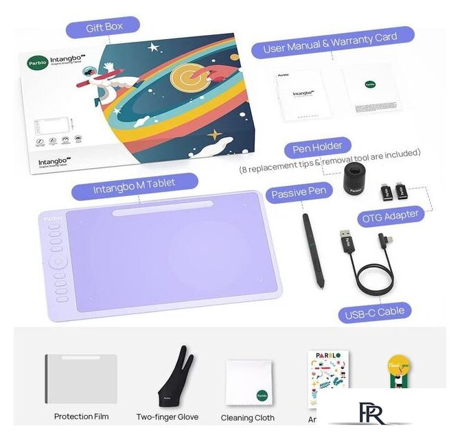 Графический планшет Parblo Intangbo M (сиреневый) - Изображение №8 — Интернет-магазин ПроЗаказ