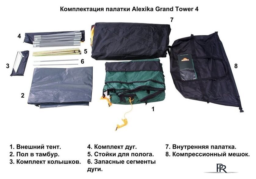 Кемпинговая палатка AlexikA Grand Tower 4 (зеленый) - Изображение №10 — Интернет-магазин ПроЗаказ